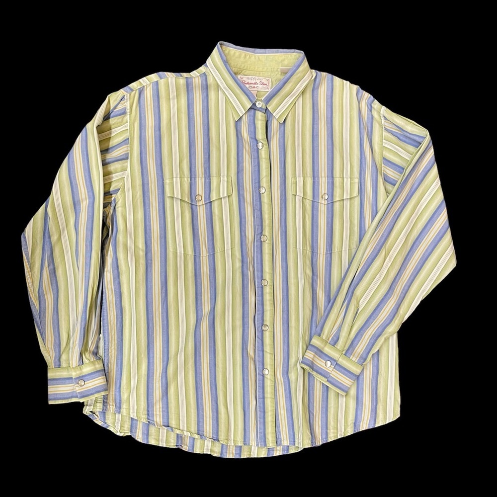 Pandhandle Slim Striped Western Shirt with Pearl Snaps Size 1X